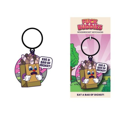 Brown metal enamel keychain gag gift by Wood Rocket