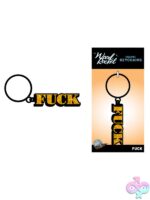 Bold black typographic keychain by Wood Rocket