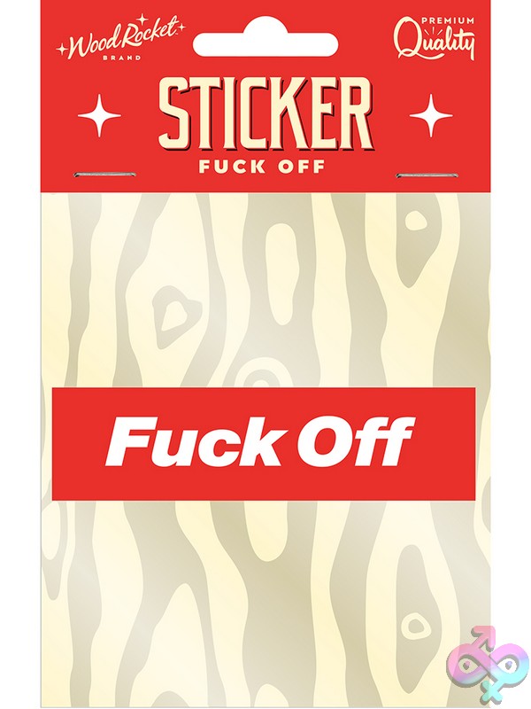 Discreet-Toys-Fuck-Off-Sticker-Nu-Stk-007 Snarky Pink Waterproof Vinyl Sticker By Wood Rocket On A White Background