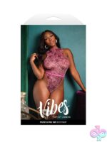 Pink sparkle mesh money-print bodysuit in queen size with statement elastic waistband and snap closure