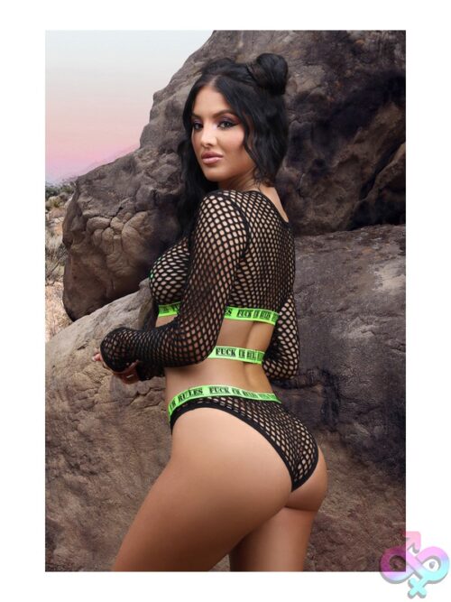 Fuck Ur Rules Long Sleeve Crop Top, Panty &Amp; Pasties - Image 2