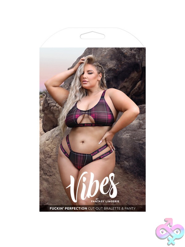 Discreet-Toys-Fuckin-Perfection-Cutout-Bralette-Panty-Queen-Size-Nu-Af976-Qs-B Black Plaid Mesh Cutout Bralette And Caged Panty Set Queen Size By Fantasy Lingerie