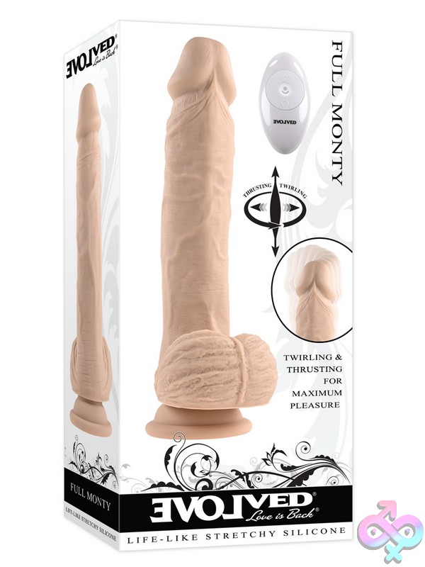 Discreet-Toys-Full-Monty-Light-Nu-En-Rs-1706-2 Large Realistic Vibrating Dildo In Beige Silicone With Suction Cup Base And Remote By Evolved Novelties