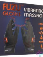 Fuzu Vibrating Massage Gloves medium black with silicone finger motors and spandex construction by Fuzu
