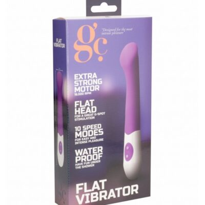 Purple flat head G-spot vibrator with 10 speed modes made from silicone and ABS by Shots Toys