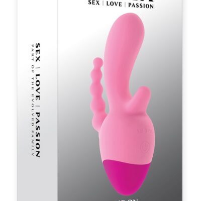 Pink triple stimulation rabbit vibrator with anal beads by Selopa
