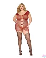 Garter Slip Dmnd - One Size Queen - Red - Image 2