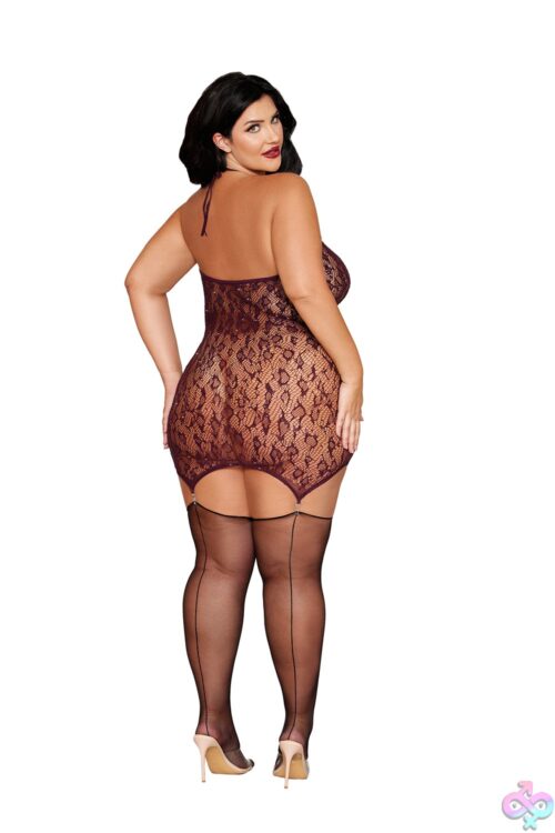 Garter Slip Dmnd - Queen Size - Cherry Lacquer - Image 2