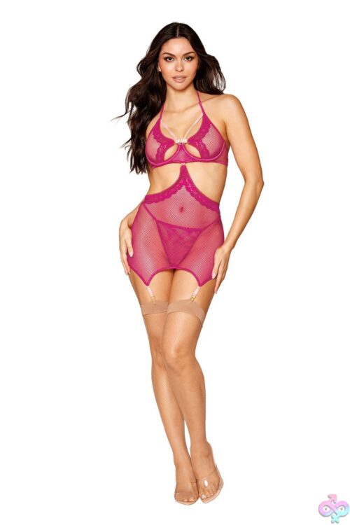 Garter Slip And G-String - One Size - Beet - Image 2