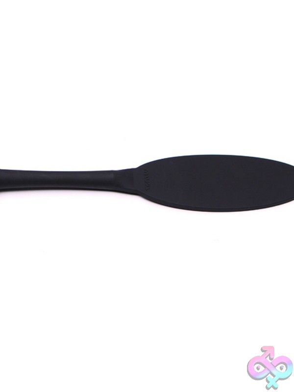Discreet-Toys-Gen-Paddle-Nu-Tan-P6866 Black Textured Silicone Impact Paddle With Insertable Handle By Tantus