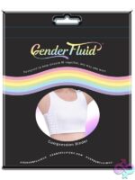 White mesh chest compression binder with scoop neckline and adjustable hook-and-loop closure by Gender Fluid