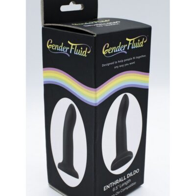 Curved textured black silicone strap-on dildo with suction-cup base by Gender Fluid