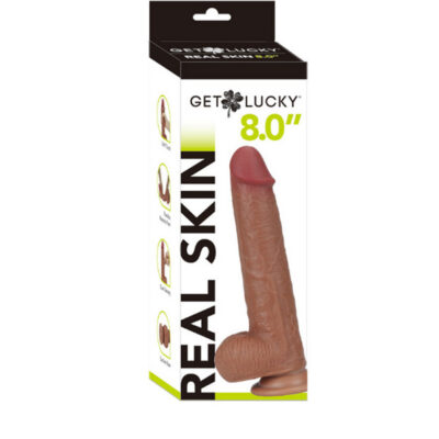 Real Skin 8 Dual Layer Dildo Light Brown by Voodoo Toys — realistic bendable dildo with suction-cup base