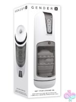 Thrusting and vibrating automatic stroker in white with dual motors by Gender X