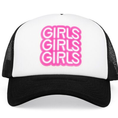 Black Girls Girls Girls puffy foam-print trucker hat with adjustable snapback by Wood Rocket