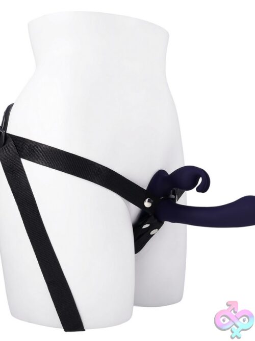 Giving Vibes Strap-On Triple Motor Rabbit Vibrator In Black - Image 2