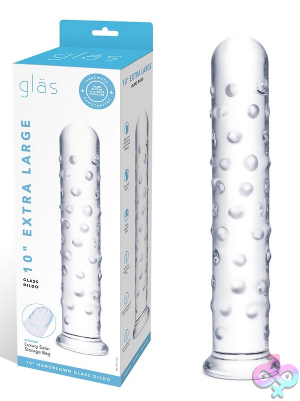 Discreet-Toys-Glas-10-Extra-Large-Glass-Dildo-Nu-Glas-502 10 Inch Extra Large Ridged Clear Glass Dildo By Glas
