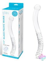 11-inch S-shaped double ended clear glass pelvic wand by Glas