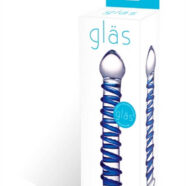 Glas Sex Toys - Blue Spiral Glass Dildo