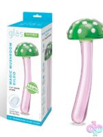 Handblown pink and green mushroom glass dildo by Glas