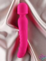 Fuchsia dual end vibrator with ribbed warming shaft and wand massager head by Edonista