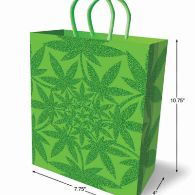 Glitter Ganja Gift Bag Green by Little Genie — glitter-stamped card stock gift bag