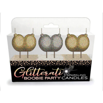 Glitterati Boobie Candle Set by Little Genie — gold and silver sparkling novelty party candles
