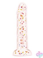 Glittergasm 7.5" Red Orange Gold Swirl Dildo - Image 2