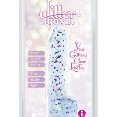 8-inch blue green purple glitter realistic dildo with suction cup base by Icon Brands