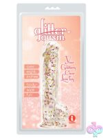 8 inch red orange gold glitter realistic dildo with suction cup base by Icon Brands