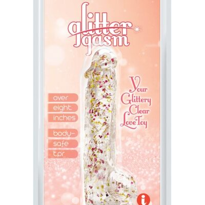 8 inch red orange gold glitter realistic dildo with suction cup base by Icon Brands