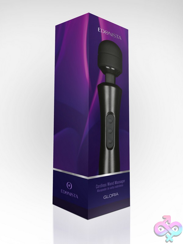 Discreet-Toys-Gloria-Large-Wand-Vibrator-Black-Nu-Ed-77137 Gloria Large Black Silicone Cordless Wand Vibrator By Edonista