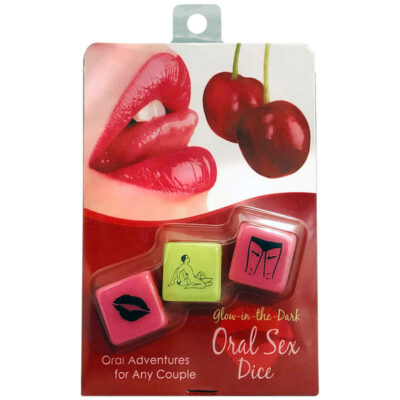 Glow in the Dark Oral Sex Dice by Kheper Games — three color-coded glow dice for couples