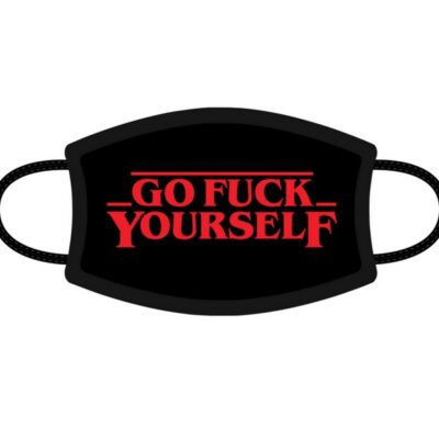 Bold black 3-ply cotton novelty statement face mask by Wood Rocket