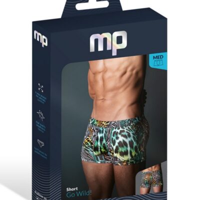 Men's Go Wild animal print uplift mini short with high-cut legs and contoured front pouch