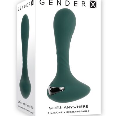 Goes Anywhere flexible vibrating silicone plug in green by Gender X