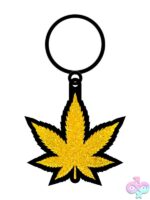 Gold Glitter Leaf Keychain - Image 2