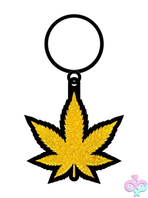 Gold Glitter Leaf Keychain - Image 2