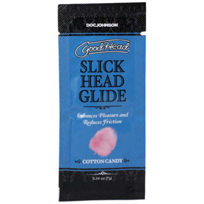 Cotton Candy Slick Head Glide single-use lubricant packet by Doc Johnson