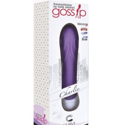 Gossip Charlie compact wand vibrator in violet body-safe silicone by Curve Novelties