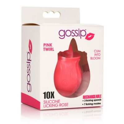 Gossip Licking Rose 10 Function rechargeable pink silicone clit stimulator by Curve Novelties
