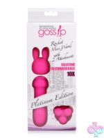 Gossip Mini Wand with rabbit and massager attachments in magenta silicone by Curve Novelties
