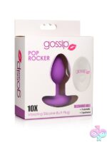 Violet silicone rechargeable butt plug with geometric silver-tone base by Curve Novelties