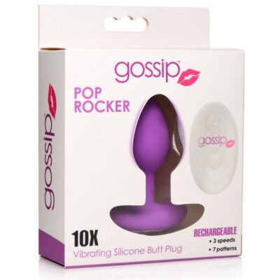 Violet silicone rechargeable butt plug with geometric silver-tone base by Curve Novelties