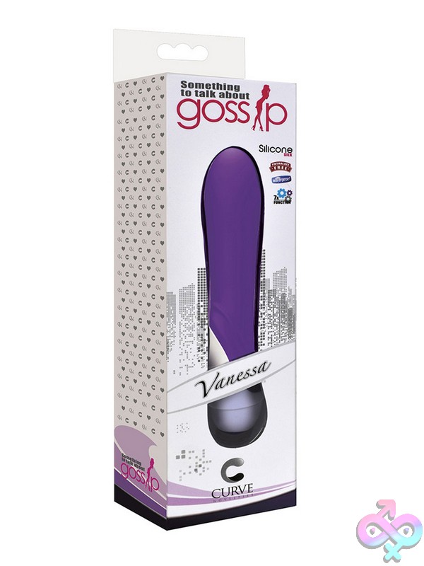 Discreet-Toys-Gossip-Vanessa-Violet-Nu-Cn-0135-04-40 Curved Small G-Spot Wand Vibrator In Violet Silicone By Curve Novelties