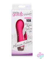 Palm-sized pink silicone mini rabbit vibrator with dual clit stimulator by Curve Novelties