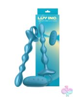 Grooved Ring vibrating anal beads metallic blue by Luv Inc