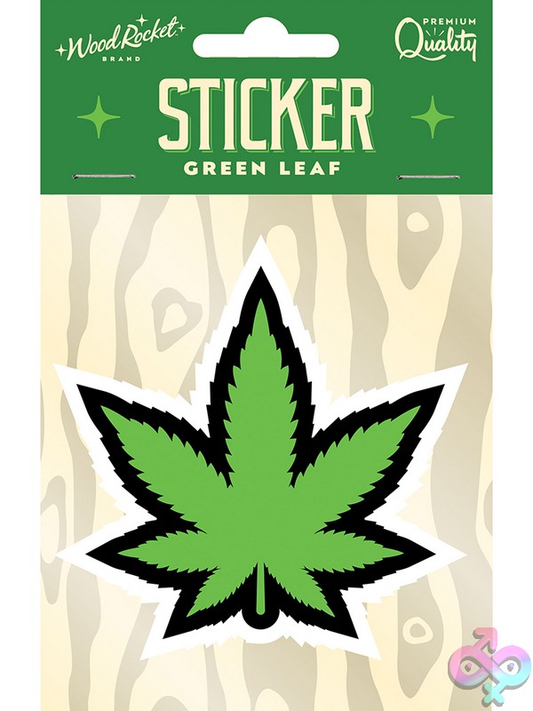 Discreet-Toys-Green-Leaf-Sticker-Nu-Stw-002 Waterproof Green Leaf Vinyl Sticker By Wood Rocket