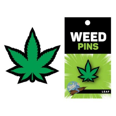 Green soft enamel marijuana leaf lapel pin by Wood Rocket