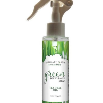Clear plant-based toy cleaner spray 120 ml by Intimate Earth with tea tree oil and lavender